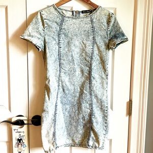 Stonewashed denim mini dress